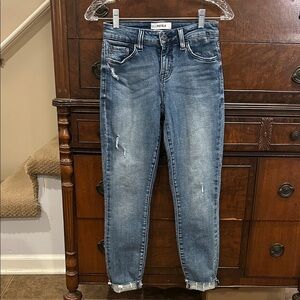Pistola Distressed Raw Hem Skinny Crop Jeans Women's Size 25
